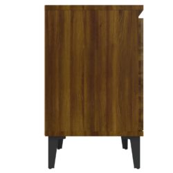 Nattbord med metallben 2 stk brun eik 40x30x50 cm