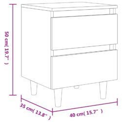 Nattbord med ben i heltre brun eik 40x35x50 cm