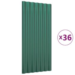 vidaXL Takpaneler 36 stk pulverlakkert stål grønn 80×36 cm