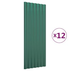 Takpaneler 12 stk pulverlakkert stål grønn 100×36 cm