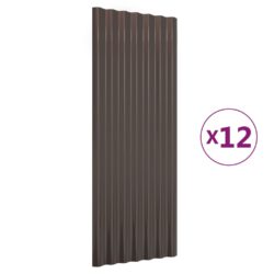 vidaXL Takpaneler 12 stk pulverlakkert stål brun 100×36 cm