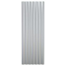 Takpaneler 12 stk pulverlakkert stål sølv 100×36 cm