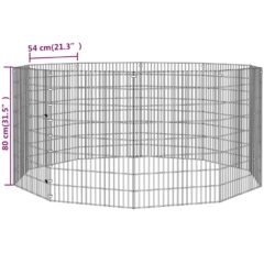 vidaXL Kaninbur med 10 paneler 54×80 cm galvanisert jern