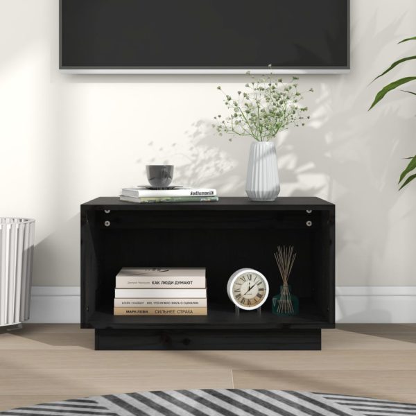 vidaXL TV-benk svart 60x35x35 cm heltre furu