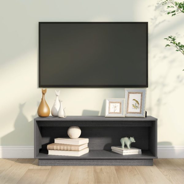 TV-benk grå 90x35x35 cm heltre furu