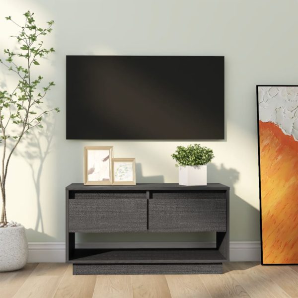 vidaXL TV-benk grå 74x34x40 cm heltre furu
