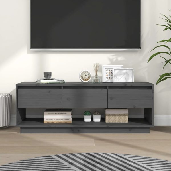 TV-benk grå 110,5x34x40 cm heltre furu