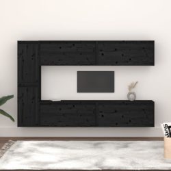 vidaXL TV-benker 6 stk svart heltre furu