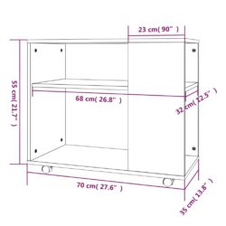 Sidebord grå sonoma 70x35x55 cm konstruert tre
