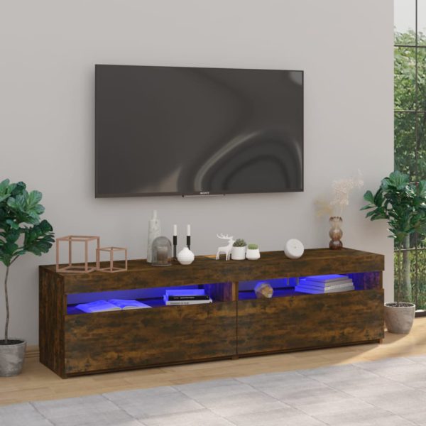 vidaXL TV-benk med LED-lys 2 stk røkt eik 75x35x40 cm