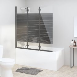 vidaXL Leddet dusjdør med 3 paneler 130×130 cm ESG svart