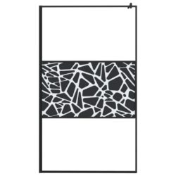 Dusjvegg 115×195 cm ESG-glass med steindesign svart