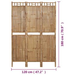 Romdeler 3 paneler bambus 120×180 cm