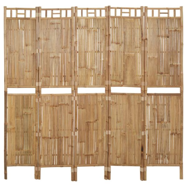 vidaXL Romdeler 5 paneler bambus 200×180 cm