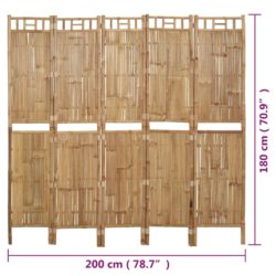 Romdeler 5 paneler bambus 200×180 cm