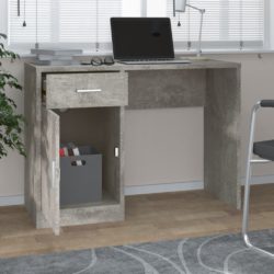 Skrivebord skuff og skap betonggrå 100x40x73 cm konstruert tre