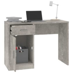 Skrivebord skuff og skap betonggrå 100x40x73 cm konstruert tre