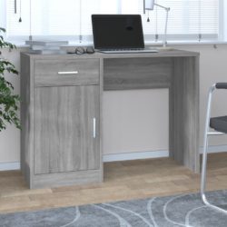 vidaXL Skrivebord skuff og skap grå sonoma 100x40x73 cm konstruert tre