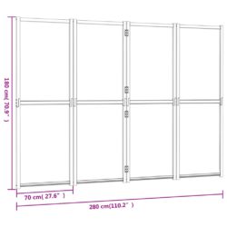 Romdeler 4 paneler svart 280×180 cm