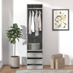 Garderobe med skuffer grå sonoma 50x50x200 cm konstruert tre