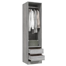 Garderobe med skuffer grå sonoma 50x50x200 cm konstruert tre