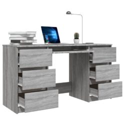 Skrivebord grå sonoma 140x50x77 cm konstruert tre