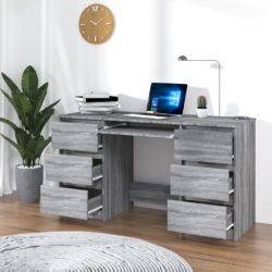 Skrivebord grå sonoma 140x50x77 cm konstruert tre