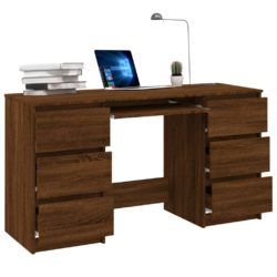 Skrivebord brun eik 140x50x77 cm konstruert tre