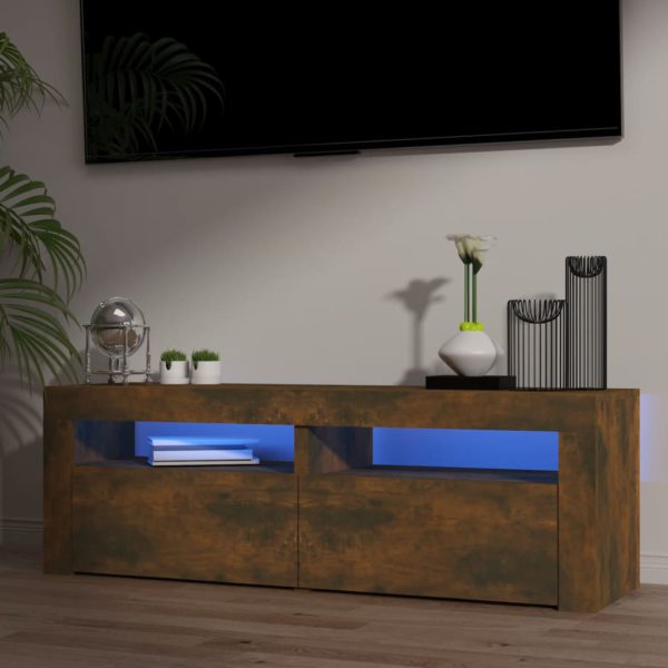 vidaXL TV-benk med LED-lys røkt eik 120x35x40 cm