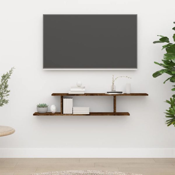 vidaXL Veggmontert TV-hylle røkt eik 125x18x23 cm konstruert tre