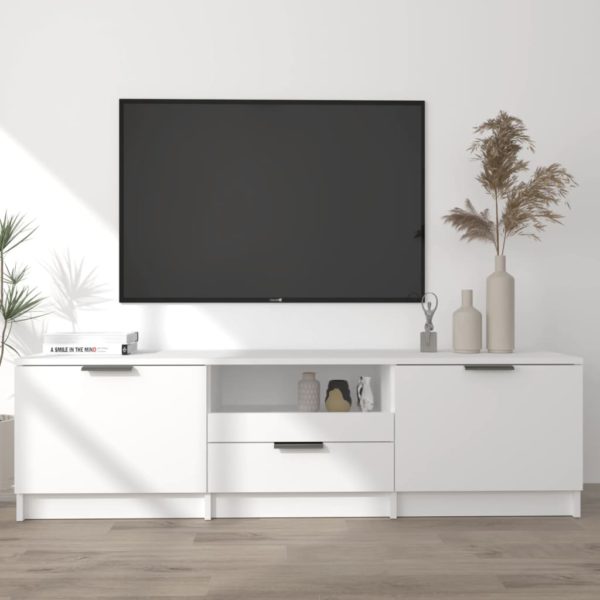 TV-benk hvit 140x35x40 cm konstruert tre