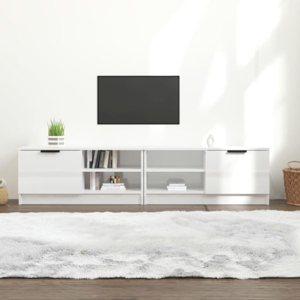 vidaXL TV-benker 2 stk høyglans hvit 80x35x36,5 cm konstruert tre