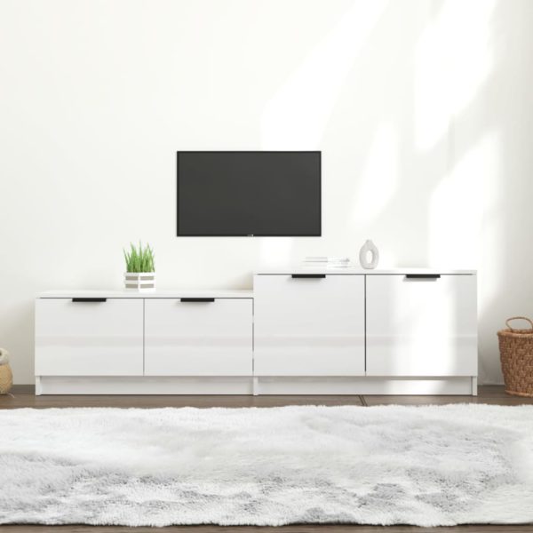 vidaXL TV-benk høyglans hvit 158,5x36x45 cm konstruert tre
