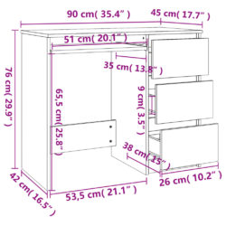 Skrivebord grå sonoma 90x45x76 cm konstruert tre