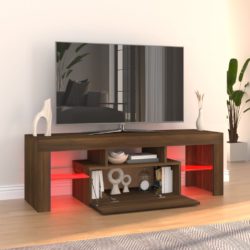 TV-benk med LED-lys brun eik 120x35x40 cm