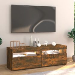 TV-benk med LED-lys røkt eik 120x35x40 cm