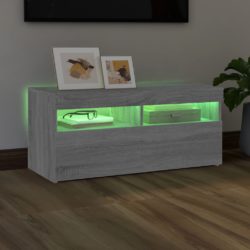 TV-benk med LED-lys grå sonoma 90x35x40 cm