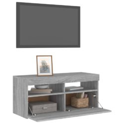 TV-benk med LED-lys grå sonoma 90x35x40 cm