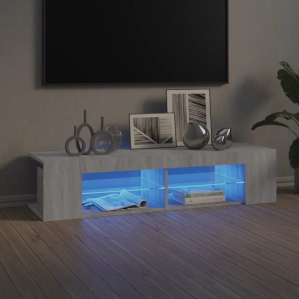 vidaXL TV-benk med LED-lys grå sonoma 135x39x30 cm