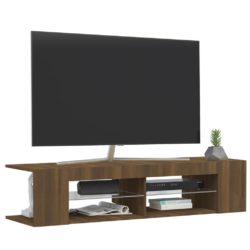 TV-benk med LED-lys brun eik 135x39x30 cm
