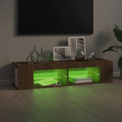 TV-benk med LED-lys brun eik 135x39x30 cm