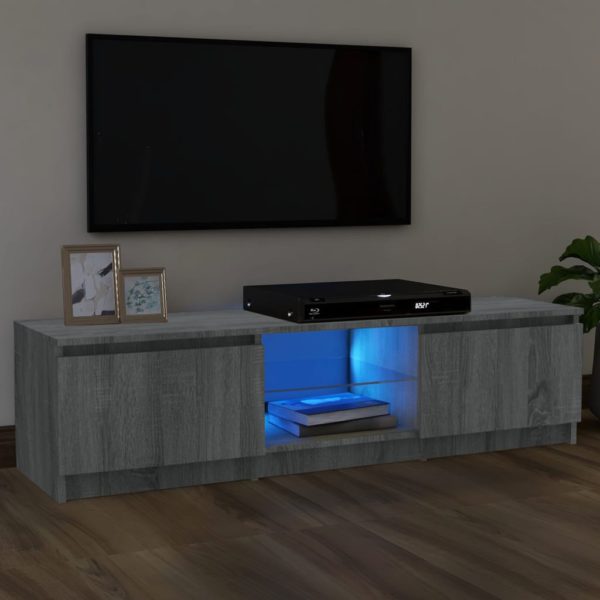 TV-benk med LED-lys grå sonoma 120x30x35,5 cm