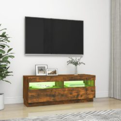 TV-benk med LED-lys røkt eik 100x35x40 cm
