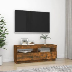 TV-benk med LED-lys røkt eik 100x35x40 cm