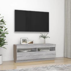 TV-benk med LED-lys grå sonoma 100x35x40 cm