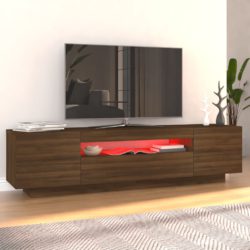 TV-benk med LED-lys brun eik 160x35x40 cm