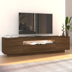 TV-benk med LED-lys brun eik 160x35x40 cm