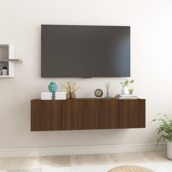 vidaXL Hengende TV-benker brun eik 2 stk 60x30x30 cm konstruert tre