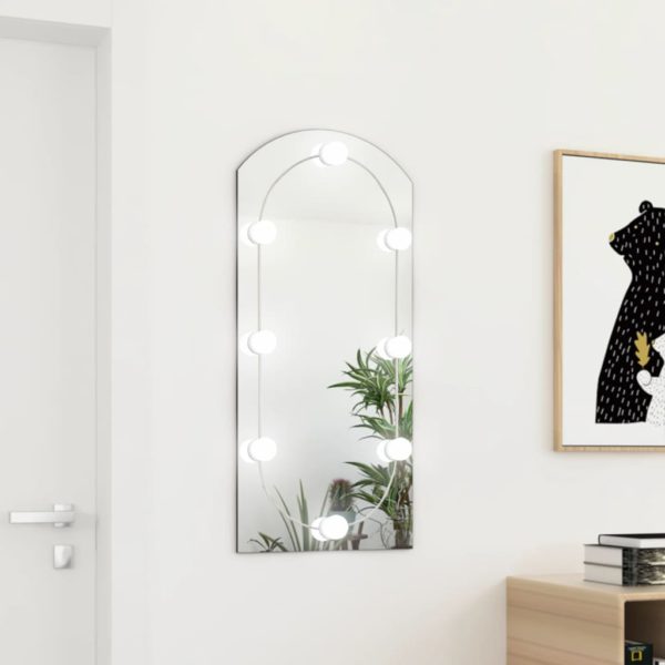 Speil med LED-lys 90×45 cm glass oval