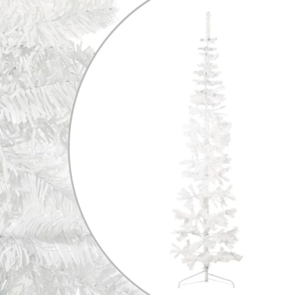 Kunstig halvt juletre med stativ slankt hvit 240 cm